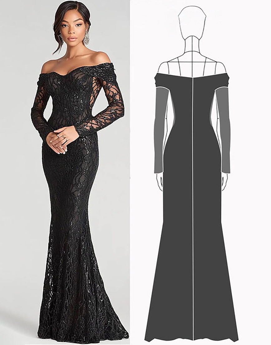 Women's Black Solid Off-Shoulder Sheath Dress