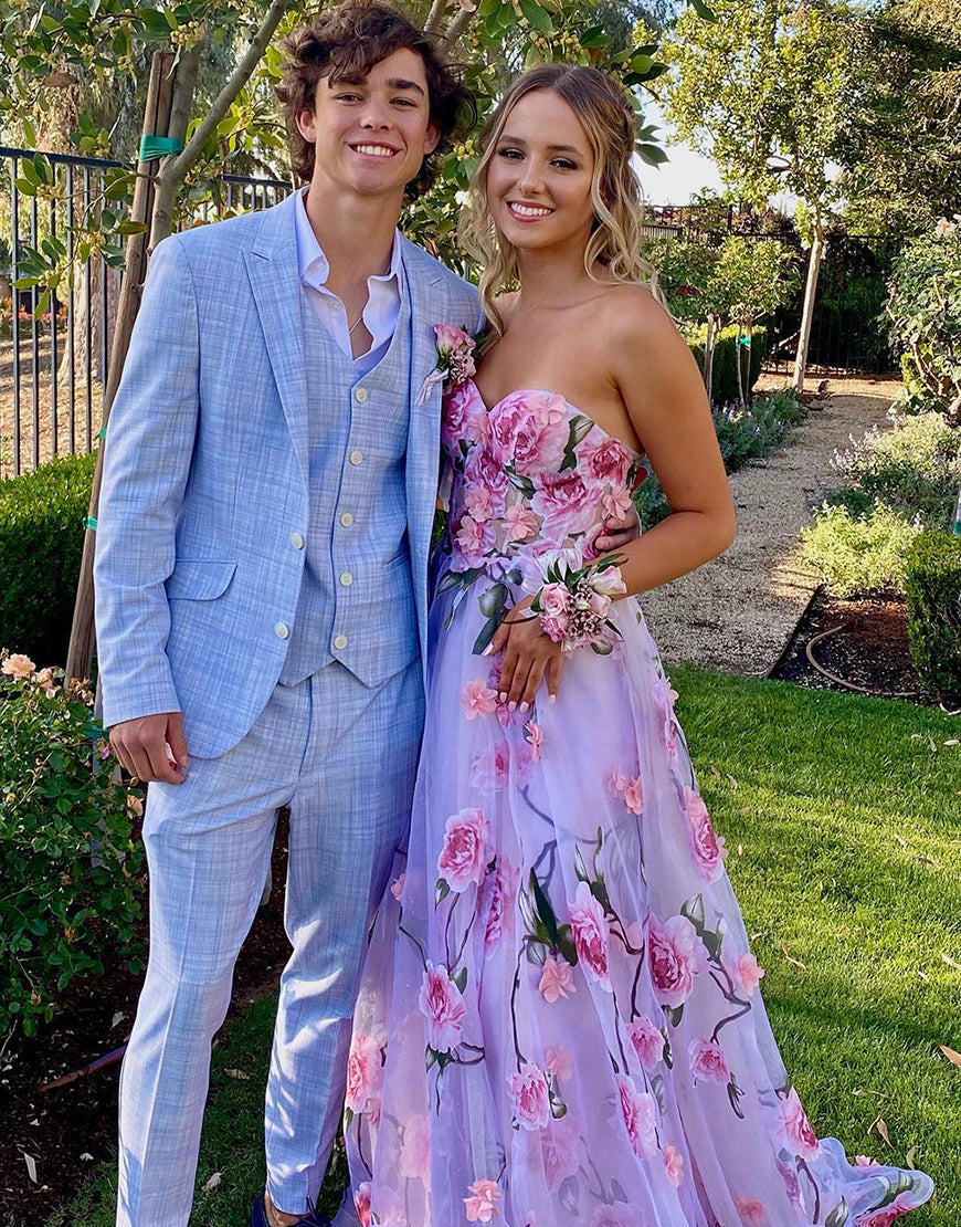 Trendy Light Blue Peak Lapel 2-Piece Men's Prom Suit main image 0