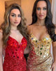 Sparkly Corset Sequin Mirror Tight Red Homecoming Dress