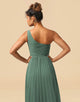 A-Line One Shoulder Tea Length Chiffon Bridesmaid Dress