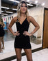 Black V Neck Bodycon Short Homecoming Dress