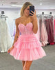 Pink Sweetheart A-Line Short Tulle Homecoming Dress