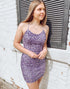 Purple Sequin Bodycon Backless Homecoming Dress