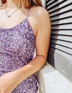 Purple Sequin Bodycon Backless Homecoming Dress