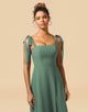 A-Line Tie Straps Floor Length Chiffon Bridesmaid Dress with Split