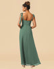 A-Line Tie Straps Floor Length Chiffon Bridesmaid Dress with Split