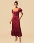 Length Puff Sleeves Satin Bridesmaid Dresses With Split