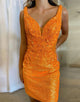 Orange Tight Short Homecoming Dress with Appliques