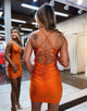 Orange Lace-up V Neck Bodycon Short Homecoming Dress