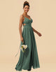 Eucalyptus A-Line Spaghetti Straps Floor Length Chiffon Bridesmaid Dress with Split