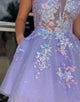 Lilac A-Line Short Sparkly Homecoming Dress With Appliques