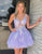 Lilac A-Line Short Sparkly Homecoming Dress With Appliques