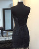 Sparkly Black Corset Lace Tight Short Homecoming Dress