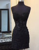 Sparkly Black Corset Lace Tight Short Homecoming Dress