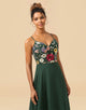 Dark Green Long Bridesmaid Dress With Embroidery Flowers