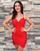 Red Lace Up Back Bodycon Short Homecoming Dress