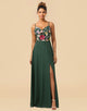 Dark Green Long Bridesmaid Dress With Embroidery Flowers