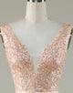 Champagne V Neck A Line Ivory Wedding Dress With Appliques