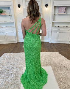 Mermaid One Shoulder Sequin Prom Dress