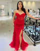 Sweetheart Side Slit Long Appliques Prom Dress