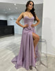 Exquisite Spaghetti Court Train Formal Dress with Side Split