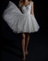Sparkly White A Line Tulle Short Wedding Dress