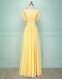 Yellow V-neck Long Bridesmaid Dress