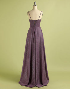 Grape Lace Up Long Satin Prom Dress