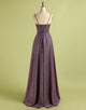 Grape Lace Up Long Satin Prom Dress