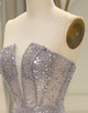 Sparkly Grey Strapless Mermaid Prom Dress With Split