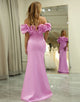 Glitter Pink Floral Mermaid Long Prom Dress With Split
