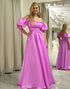 Fuchsia A Line Convertible Long Prom Dress