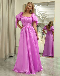 Fuchsia A Line Convertible Long Prom Dress