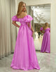 Fuchsia A Line Convertible Long Prom Dress