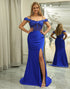 Sparkly Royal Blue Mermaid Long Prom Dress With Appliques