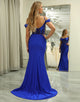 Sparkly Royal Blue Mermaid Long Prom Dress With Appliques