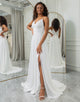 A-Line V-Neck Lace Backless Wedding Dress