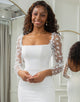 Ivory Mermaid Backless Butterflies Wedding Dress With Slit