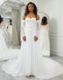 Ivory Sweetheart Detachable Flare Sleeves Boho Wedding Dress
