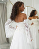 Ivory Sweetheart Detachable Flare Sleeves Boho Wedding Dress