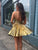 A Line Golden Short Homecoming Dress