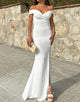 Elegant Off The Shoulder Sleeveless Wedding Guest with Side Split