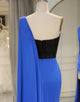Royal Blue Mermaid One Shoulder Long Prom Dress With Split
