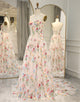 Ivory Flower Tulle Sweetheart Long Corset Prom Dress