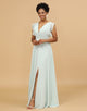 Mint Chiffon V-Neck Bridesmaid Dress