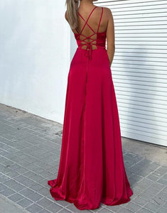 Graceful Spaghetti V-Neck Wedding Guest with Backless