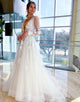 Ivory A-Line Deep V-Neck Long Sleeves Wedding Dress