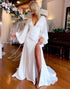 White Satin Simple A-Line Long Wedding Dress