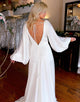 White Satin Simple A-Line Long Wedding Dress