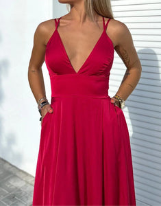 Graceful Spaghetti V-Neck Wedding Guest with Backless